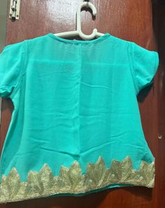 Poco Teal Top with Gold Embroidery