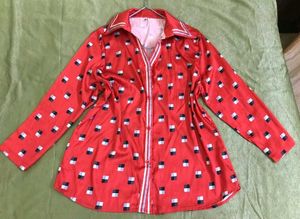 Red Square Print Shirt Satin