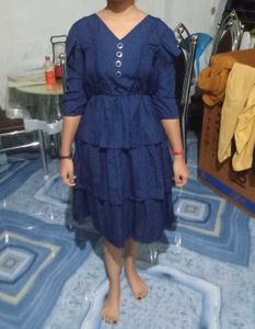 Navy Blue Tiered Mini Dress