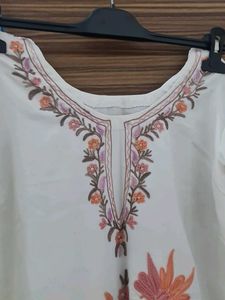 Embroidered White Kashmiri embroidery suit