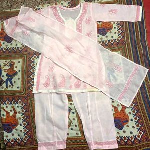 Light Pink Chikankari Cotton Suit Soft Set Elegant
