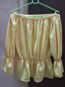 Yellow Off-Shoulder Peplum Top