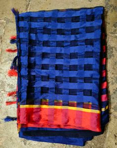Blue Checked Saree