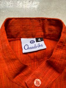 Vibrant Orange Kurta For Boy