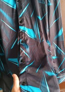 ✨Premium Black&amp;Teal Printed Shirt–Modern &amp; Stylish