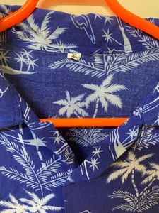Blue Palm Print Shirt