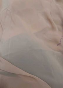 Beige &amp; Purple Embroidered  Saree Sequence Glam
