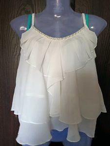 White Ruffle Tank Top