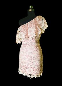One Shoulder Ruffle Lace Dress