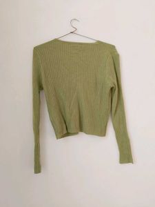 Korean Green Ribbed Top.