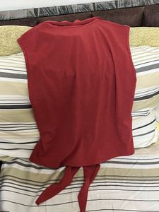 AND Red Sleeveless Tie-Front Top