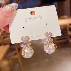 Pearl Heart Drop Earrings