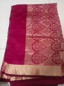 Cotton Blend Rose Pink Saree