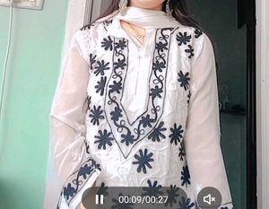 White Kurta With Duppatta.