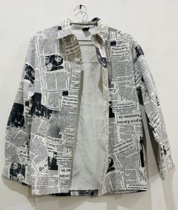 Newspaper Print Button-Down Shirt