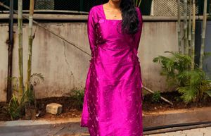 Purple Hand Stitched Embroided Kurti For Women