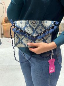 Patterned Clutch with Tassels