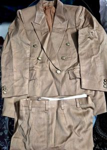Men's Off White, brown, gray Striped Suit Set