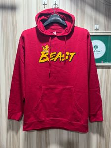 Mr Beast Red Graphic Spell Out Hoodie