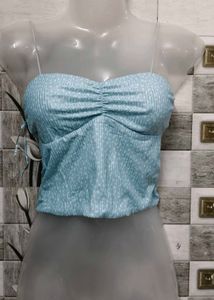 Blue Striped Crop Top