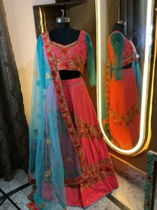 Pink Embroidered Lehenga Choli