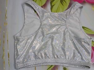 (1100)Silver Sparkle Crop Top