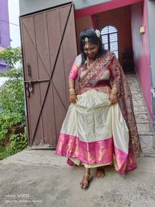Pink And White Colour Lehenga