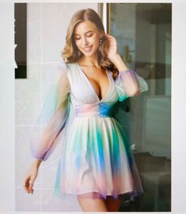 RAINBOW MESH SKATER DRESS