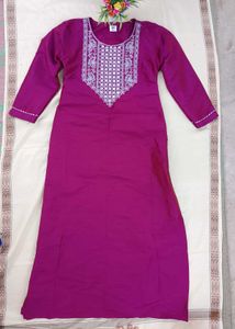 Embroidered Magenta Kurti