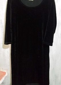 Vintage Black Velvet Midi Dress 🌸