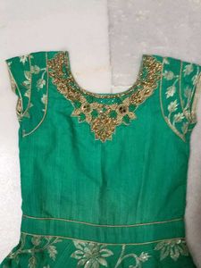 Green &amp; Gold Embroidered Dress