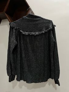 Black shinny Ruffle Top