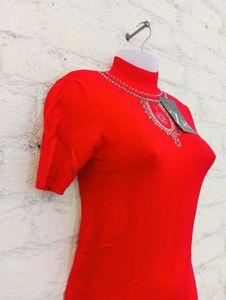ZR Red Short Sleeve Turtleneck Top