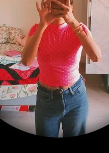 Pink Polka Dot Top