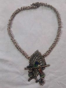 Krishna Flute Silver Necklace