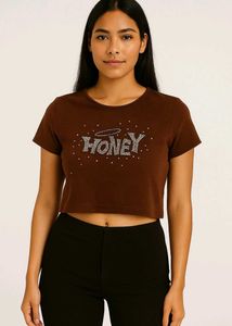 "Honey Halo" Embellished Crop Tee