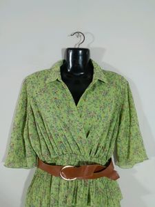 Fluorescent Green Printed Dress (Women&#39;s)