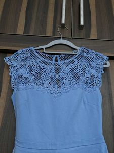 Chic Blue Lace Skater Dress