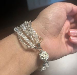 White Beaded Multi Strand Bracelet