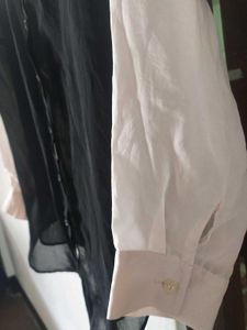 Sheer Black Button-Up Top