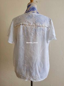 White Crochet Detail Tie-Front Top