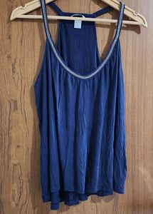 Sleeveless Party Wear Blue Top