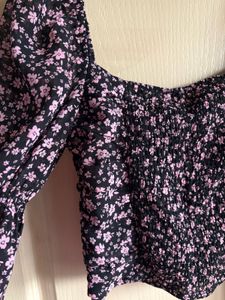 Floral Long Sleeve Crop Top