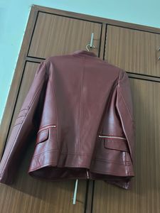 Burgundy Faux Leather Jacket
