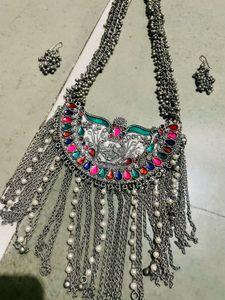 Navratri Oxidised Necklace &amp; Earring Set
