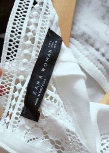 Zara Elegant White Lace Peplum Top