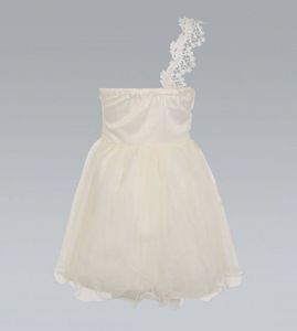 Crochet One Shoulder Pearl Embellished Organza Dre