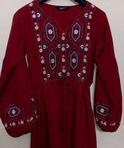 Embroidered Maroon Dress🎉