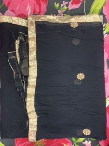 Black Georgette Long Gown With Dupatta