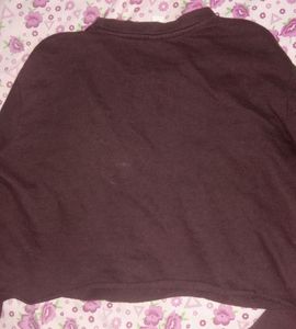 Brown Full Sleeve Crop Top